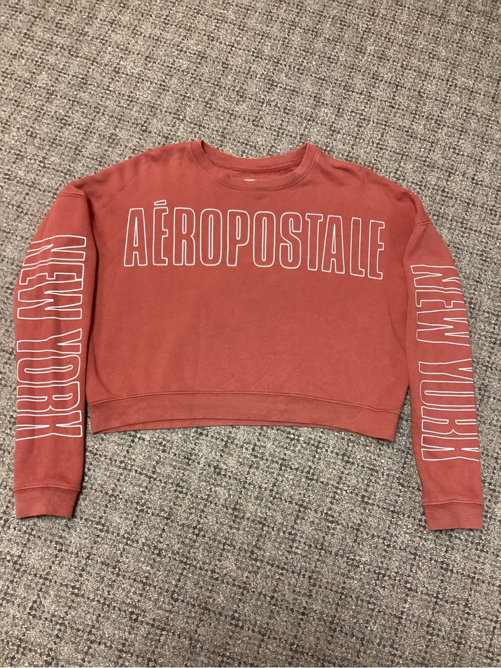 Aeropostale Terracotta Rust Colored Cropped Pullover Sweatshirt * Size Small